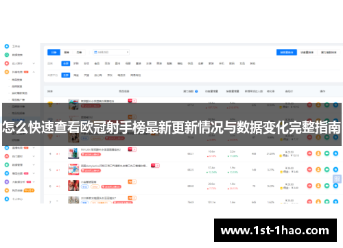 怎么快速查看欧冠射手榜最新更新情况与数据变化完整指南